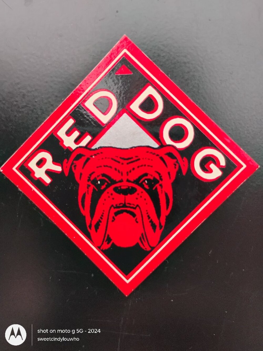 vintage Red Dog beer promotional advertising magnet circa 1990s diamond shaped
